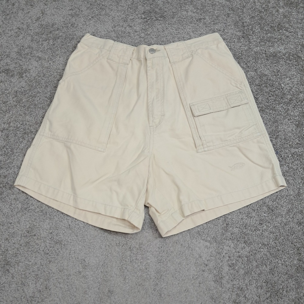 Bluewater Wear Mens Tan Cotton Canvas Cargo Fishing Shorts Size 34 Utility 7350